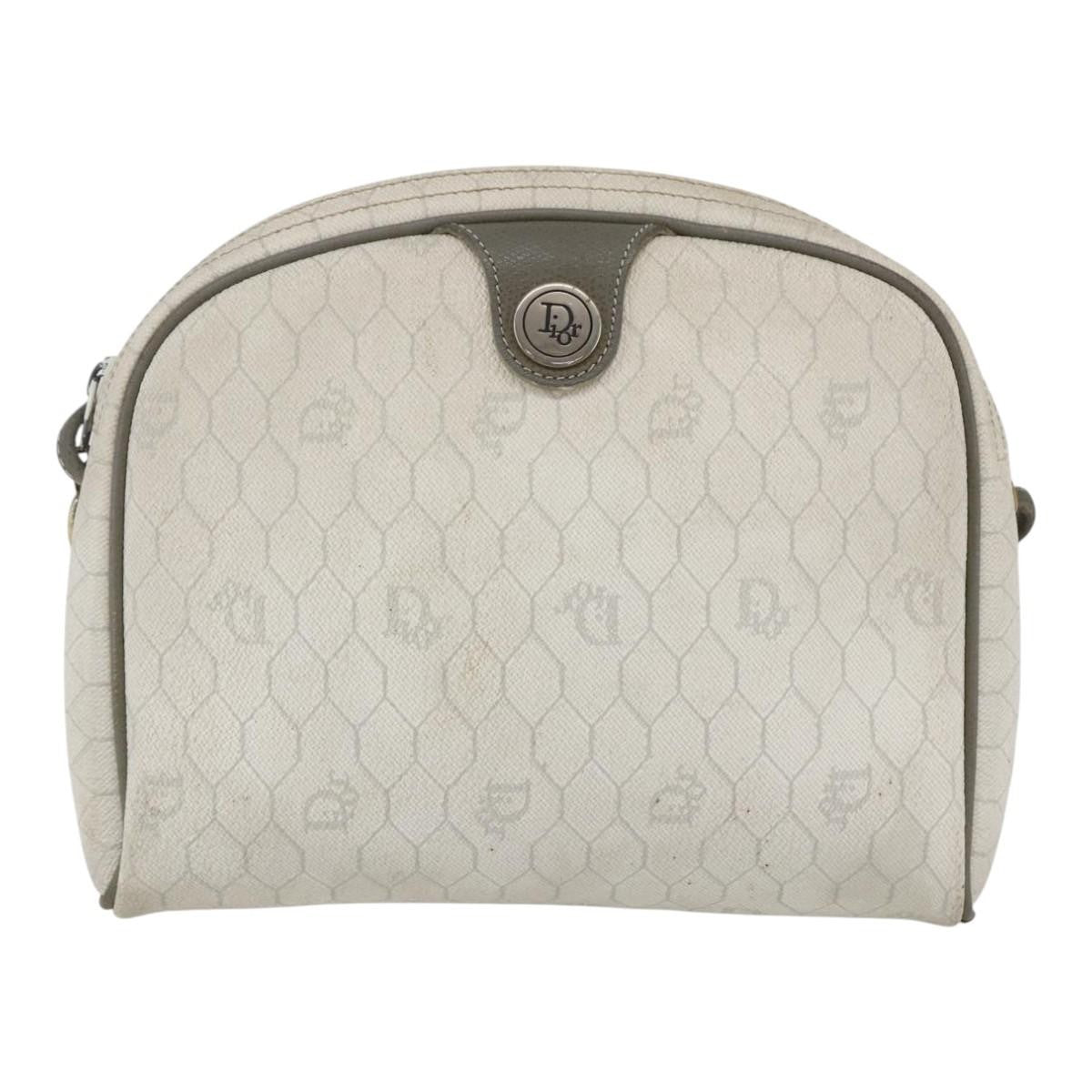 Christian Dior Vintage Honeycomb Shoulder Bag Canvas And Leather White Canvas Shoulder Bag Bag ()