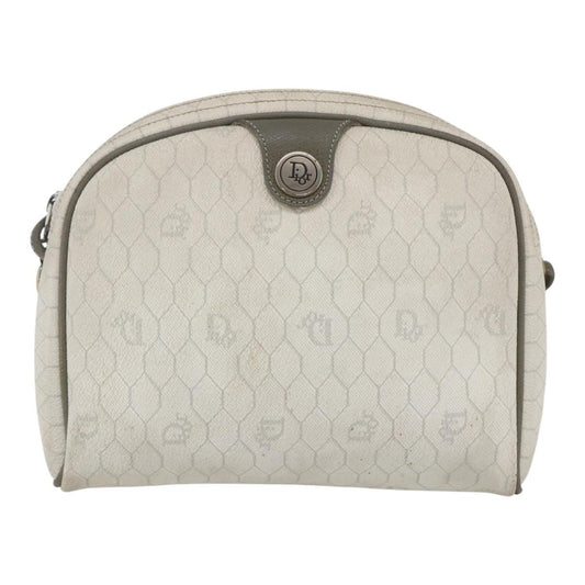Christian Dior Vintage Honeycomb Shoulder Bag Canvas And Leather White Canvas Shoulder Bag Bag ()