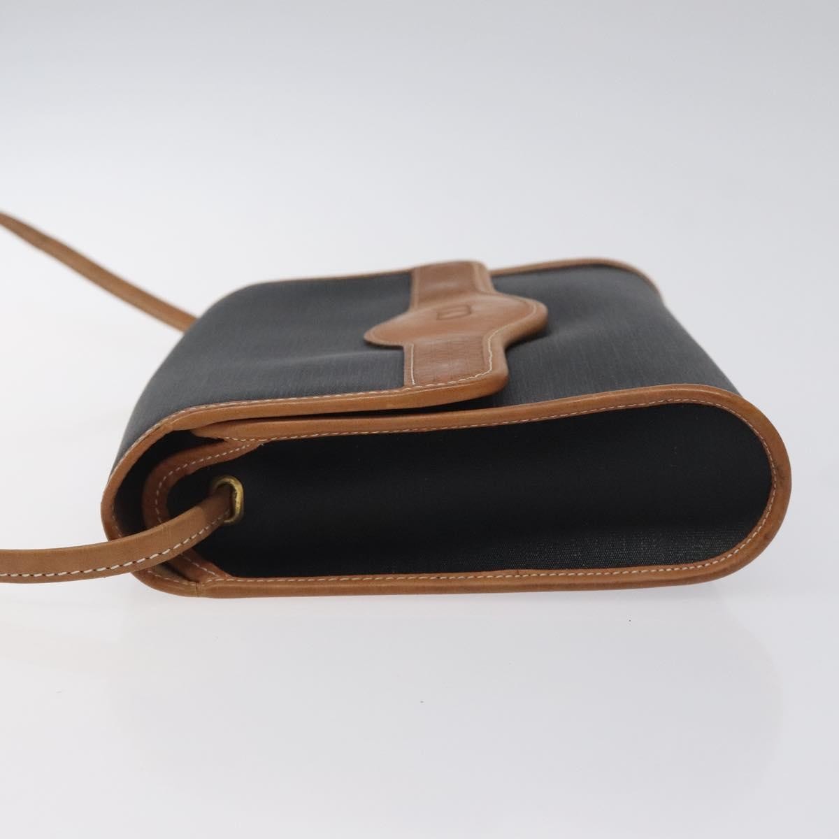 Christian Dior Vintage Flap Crossbody Bag Canvas Black Canvas Shoulder Bag Bag ()