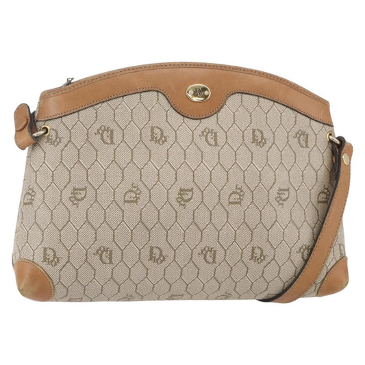 Christian Dior Vintage Honeycomb Shoulder Bag Canvas And Leather Beige Canvas Shoulder Bag Bag ()