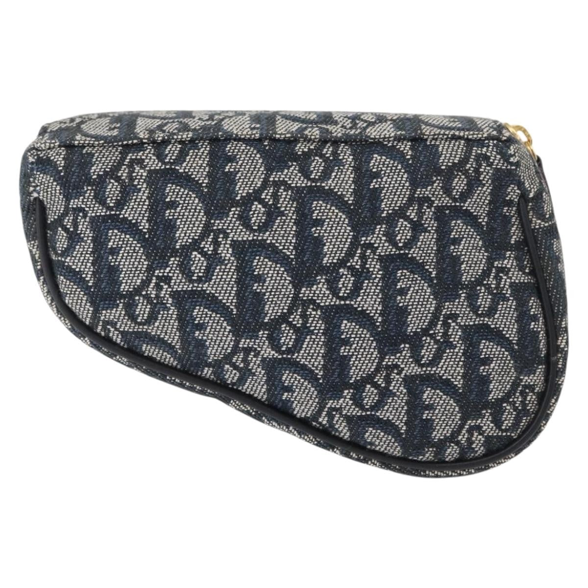 Christian Dior Saddle Zip Pouch Diorissimo Canvas Blue Canvas Clutche & Pouche Bag ()