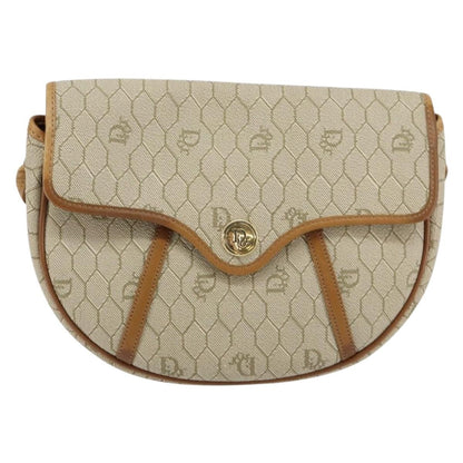 Christian Dior Vintage Honeycomb Flap Crossbody Bag Canvas And Leather Beige Canvas Shoulder Bag Bag ()