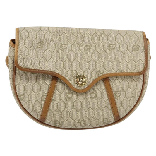 Christian Dior Vintage Honeycomb Flap Crossbody Bag Canvas And Leather Beige Canvas Shoulder Bag Bag ()
