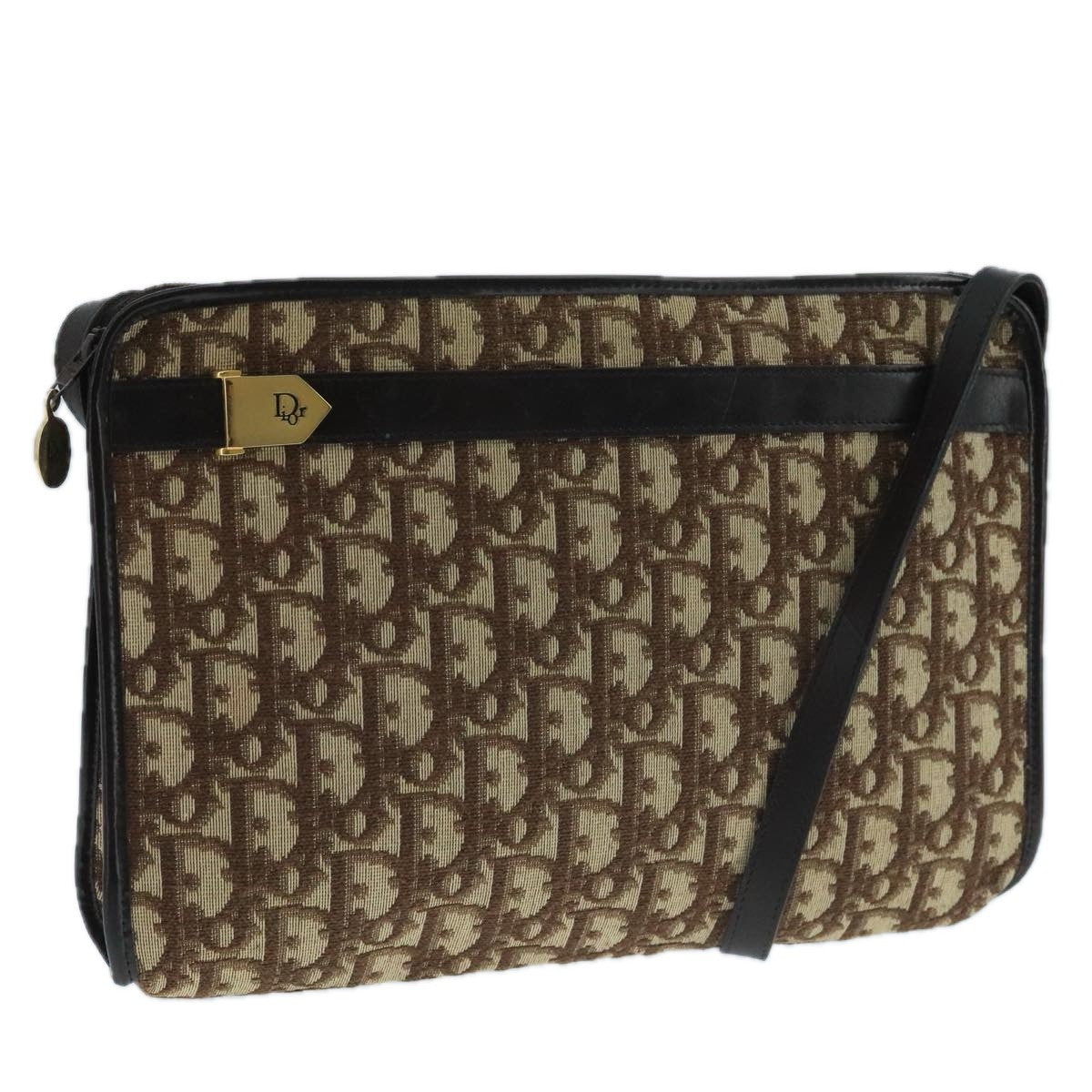Christian Dior Vintage Trotter Shoulder Bag Canvas Brown Canvas Bag ()