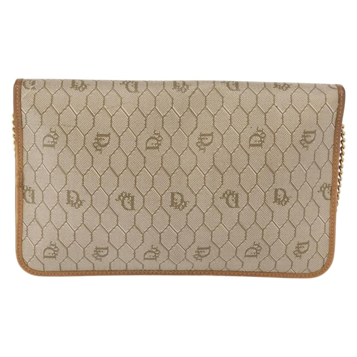 Christian Dior Vintage Honeycomb Chain Canvas Beige Canvas Shoulder Bag Bag ()