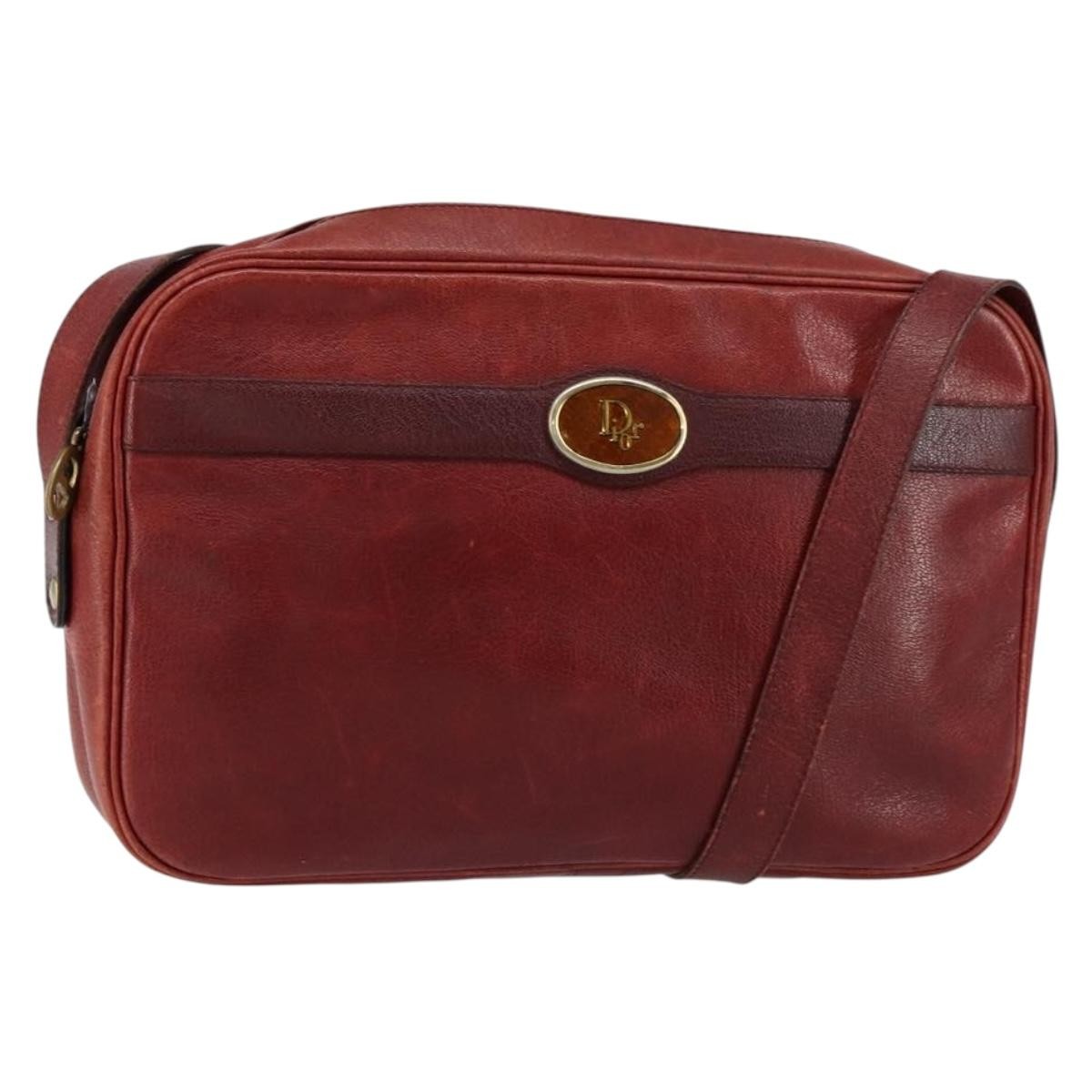 Christian Dior Vintage Shoulder Bag Leather Red Leather Shoulder Bag Bag ()