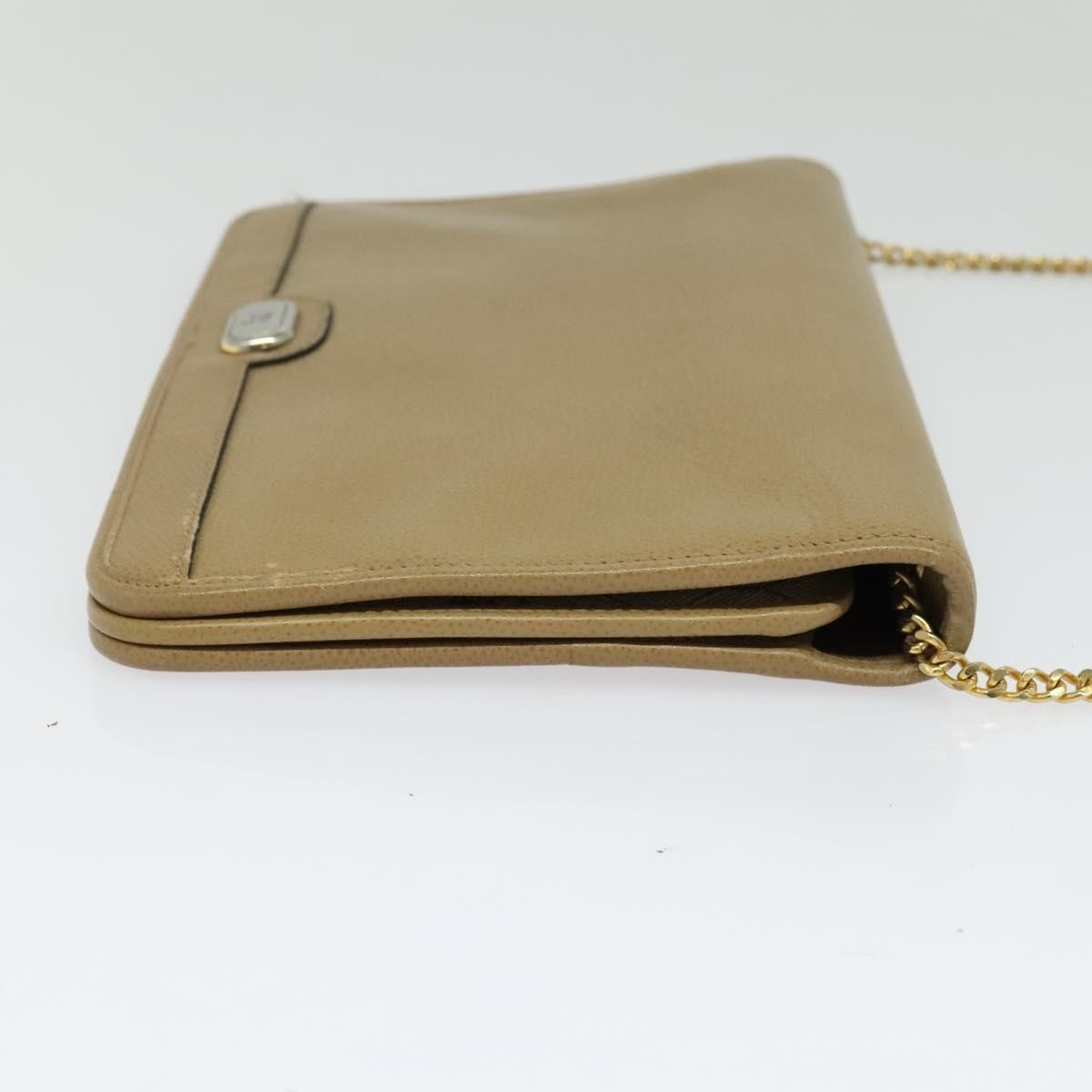 Christian Dior Vintage Chain Flap Shoulder Bag Leather Beige Leather Shoulder Bag Bag ()