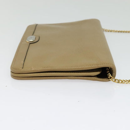Christian Dior Vintage Chain Flap Shoulder Bag Leather Beige Leather Shoulder Bag Bag ()