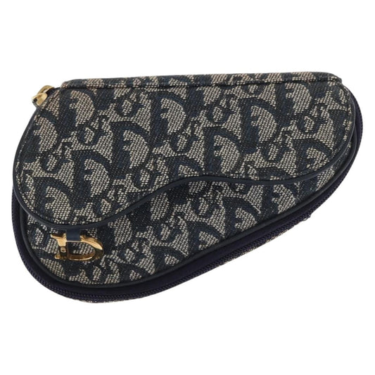Christian Dior Saddle Zip Pouch Diorissimo Canvas Navy Canvas Clutche & Pouche Bag ()