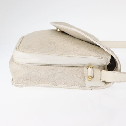 Christian Dior Vintage Honeycomb Flap Crossbody Bag Canvas And Leather White Canvas Shoulder Bag Bag ()
