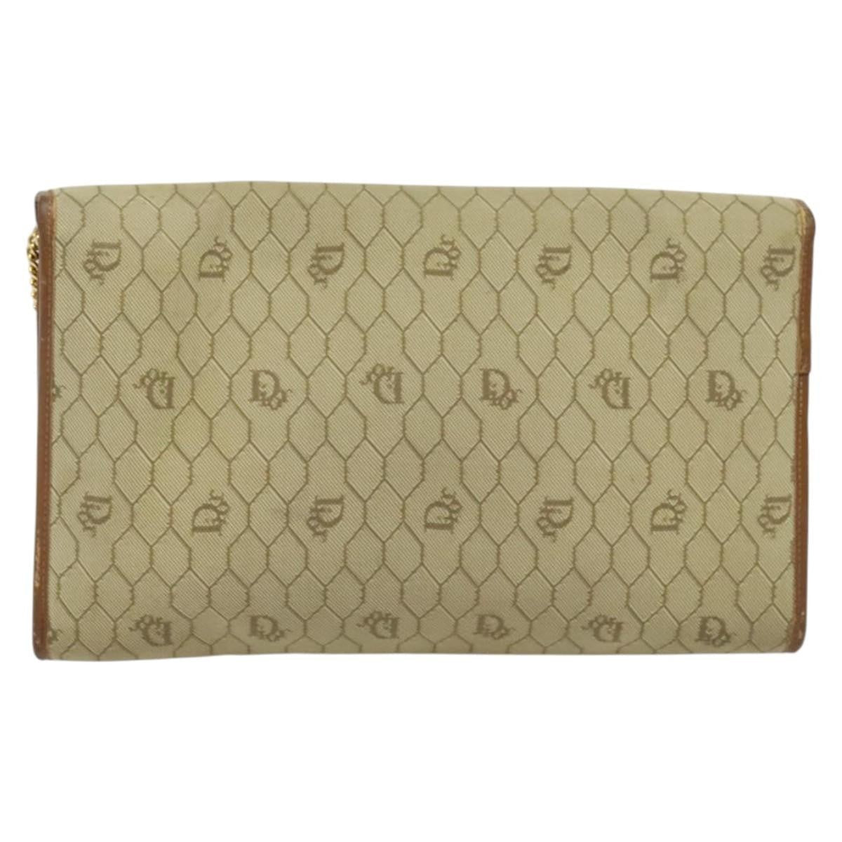 Christian Dior Vintage Honeycomb Chain Canvas Beige Canvas Bag ()