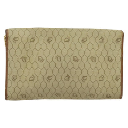 Christian Dior Vintage Honeycomb Chain Canvas Beige Canvas Bag ()