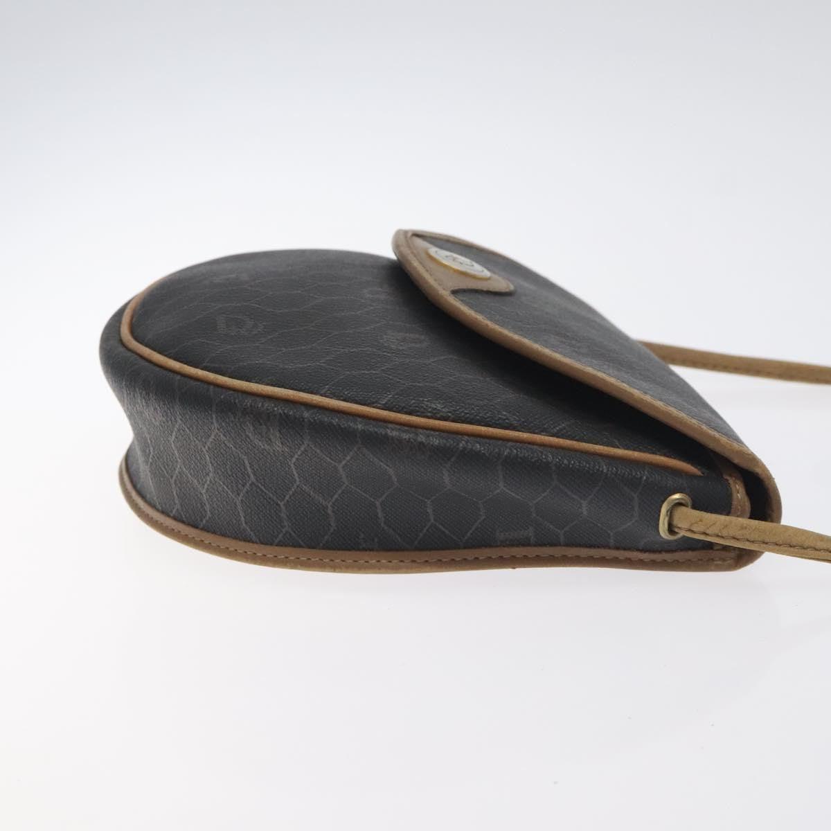 Christian Dior Vintage Honeycomb Flap Crossbody Bag Coated Canvas Black Canvas Bag ()
