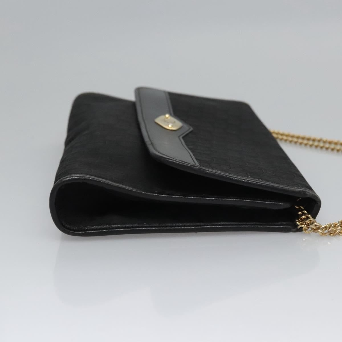 Christian Dior Vintage Chain Flap Shoulder Bag Diorissimo Canvas Black Canvas Shoulder Bag Bag ()