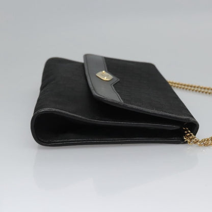 Christian Dior Vintage Chain Flap Shoulder Bag Diorissimo Canvas Black Canvas Shoulder Bag Bag ()