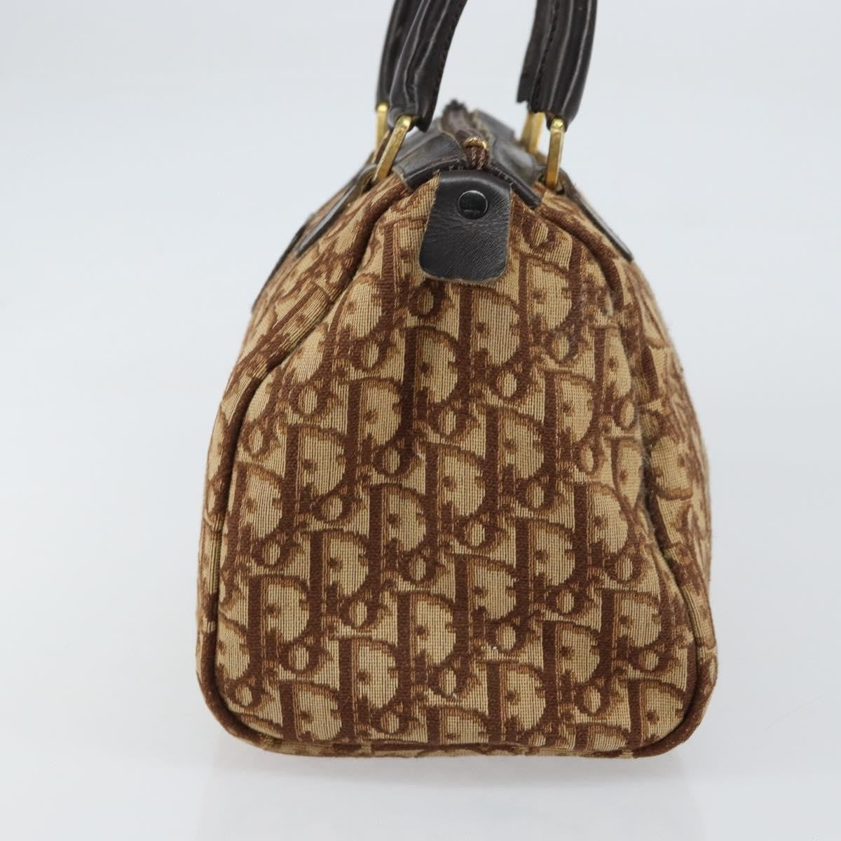 Christian Dior Vintage Cd Trotter Handbag Canvas Brown Canvas Handbag ()
