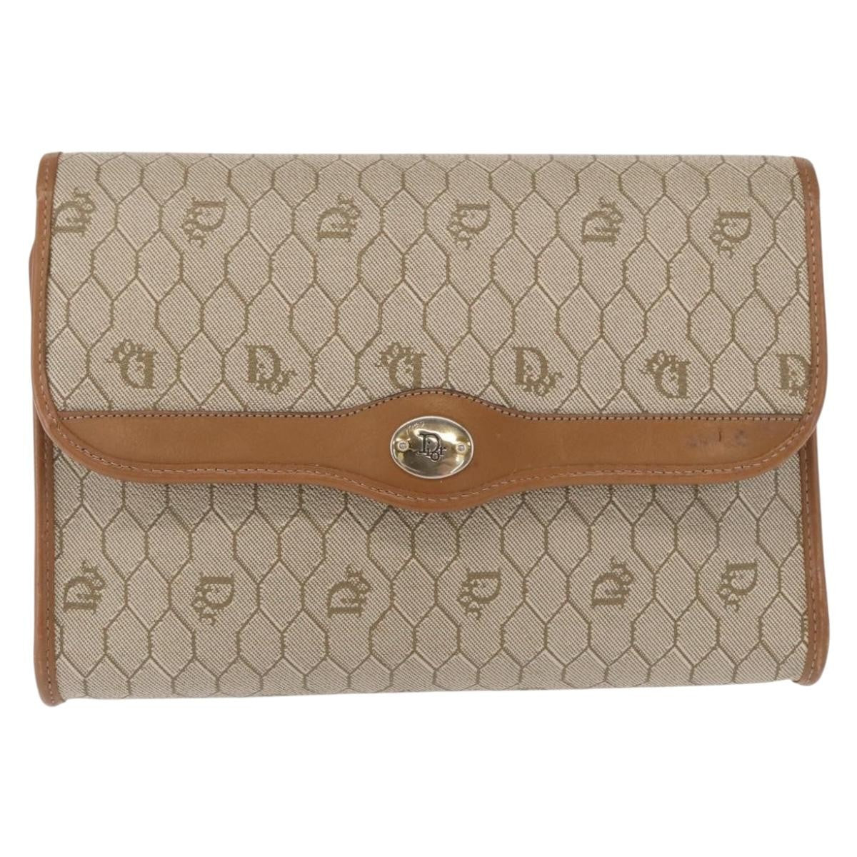 Christian Dior Vintage Honeycomb Chain Canvas Beige Pvc Shoulder Bag Bag ()