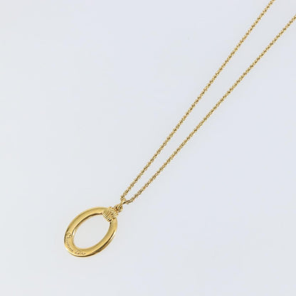 Christian Dior Vintage Logo Round Pendant Necklace Metal Gold Metal Necklace Jewelry ()
