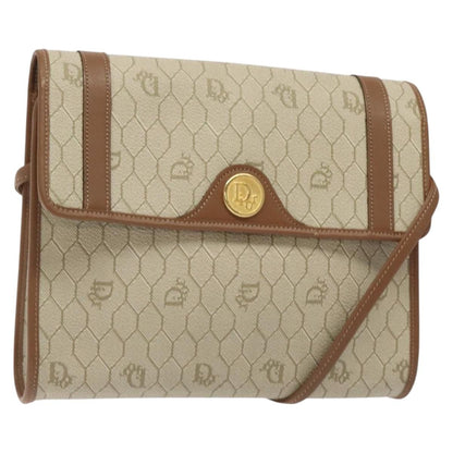 Christian Dior Vintage Honeycomb Flap Crossbody Bag Coated Canvas Beige Canvas Bag ()