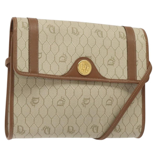 Christian Dior Vintage Honeycomb Flap Crossbody Bag Coated Canvas Beige Canvas Bag ()