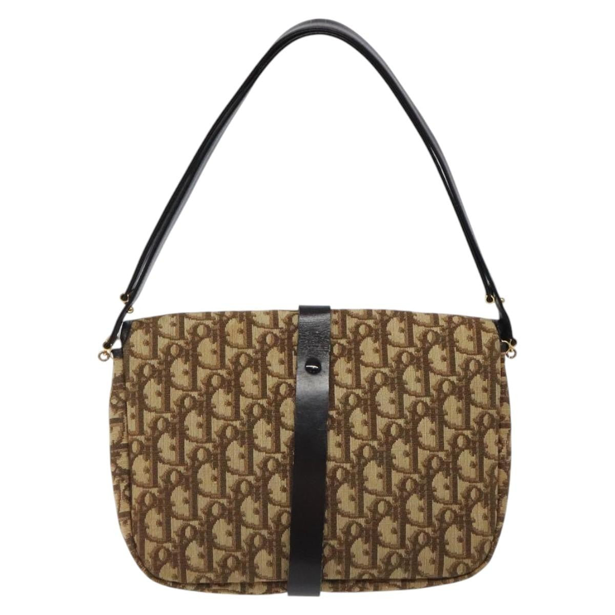 Christian Dior Vintage Cd Flap Shoulder Bag Canvas Brown Canvas Shoulder Bag Bag ()