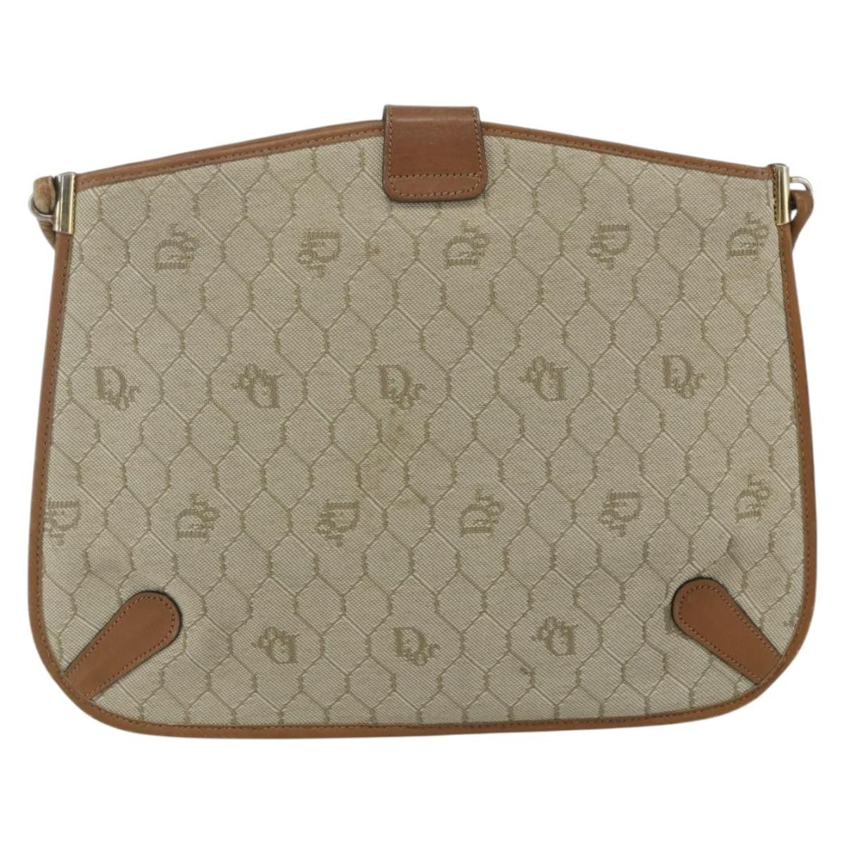 Christian Dior Vintage Honeycomb Shoulder Bag Canvas And Leather Beige Canvas Shoulder Bag Bag ()