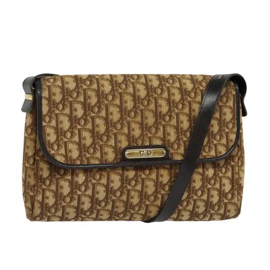 Christian Dior Vintage Trotter Flap Shoulder Bag Canvas Brown Canvas Bag ()