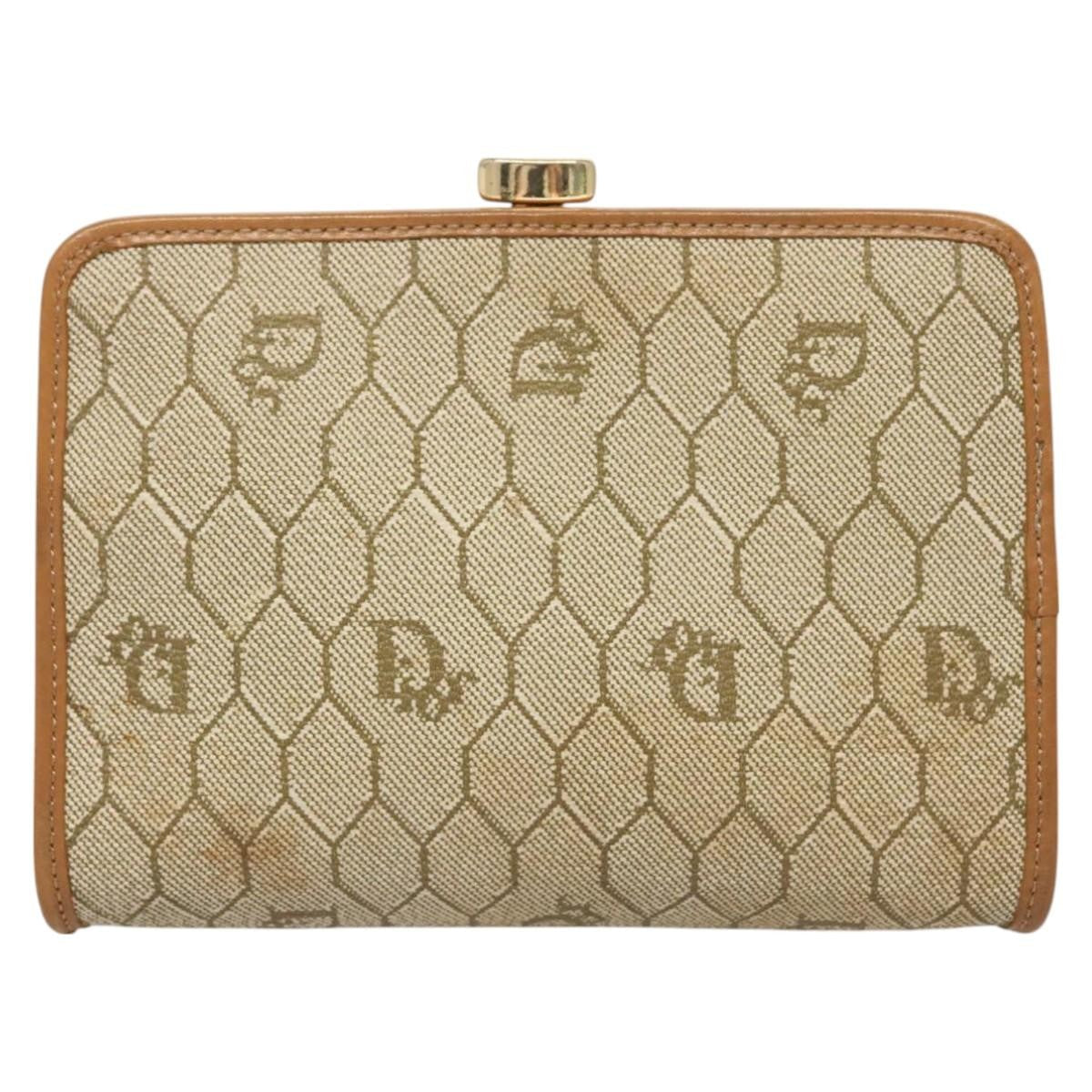 Christian Dior Vintage Honeycomb Zip Pouch Coated Canvas Beige Pvc Clutche & Pouche Bag ()