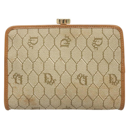 Christian Dior Vintage Honeycomb Zip Pouch Coated Canvas Beige Pvc Clutche & Pouche Bag ()