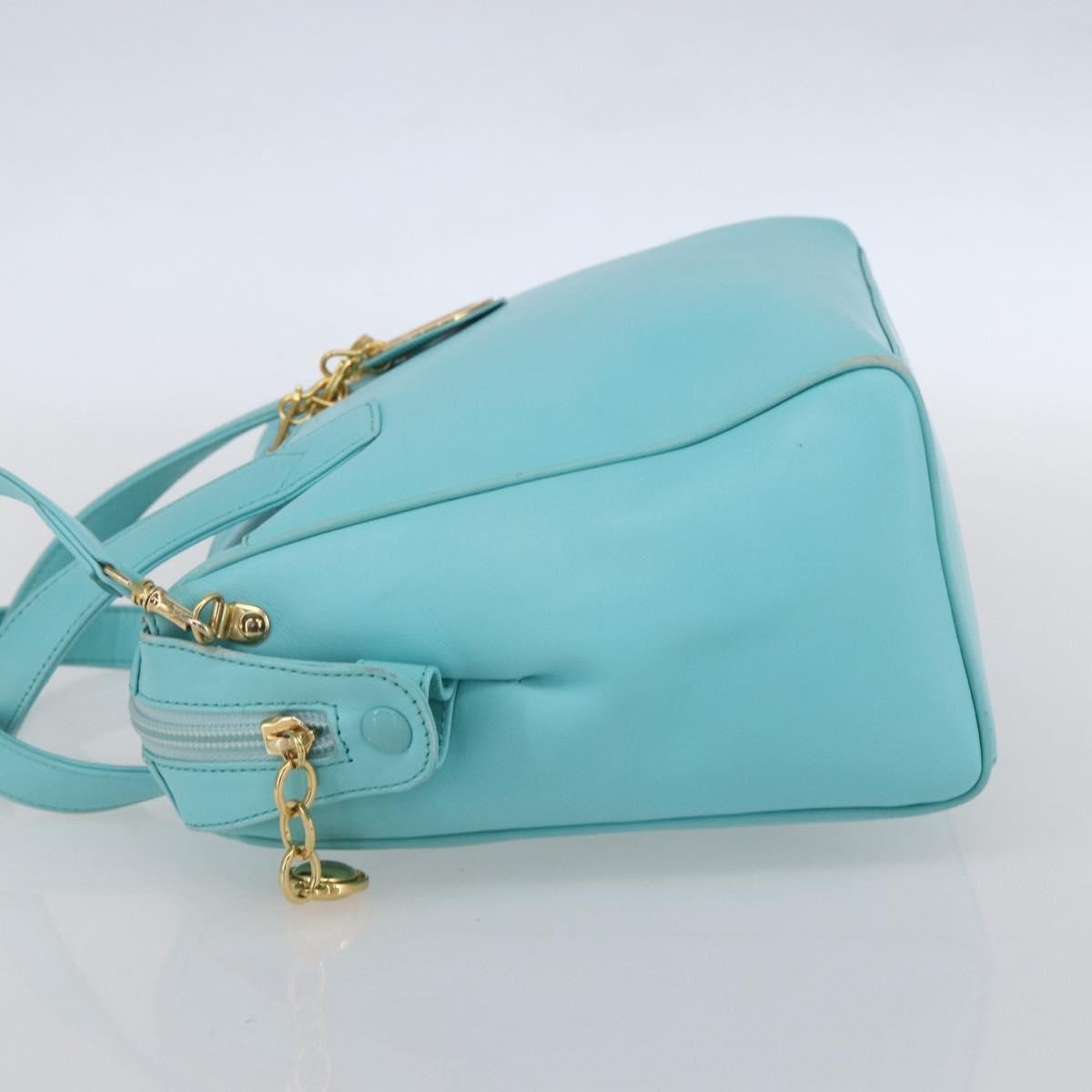 Christian Dior Vintage Handbag Leather Blue Leather Handbag ()