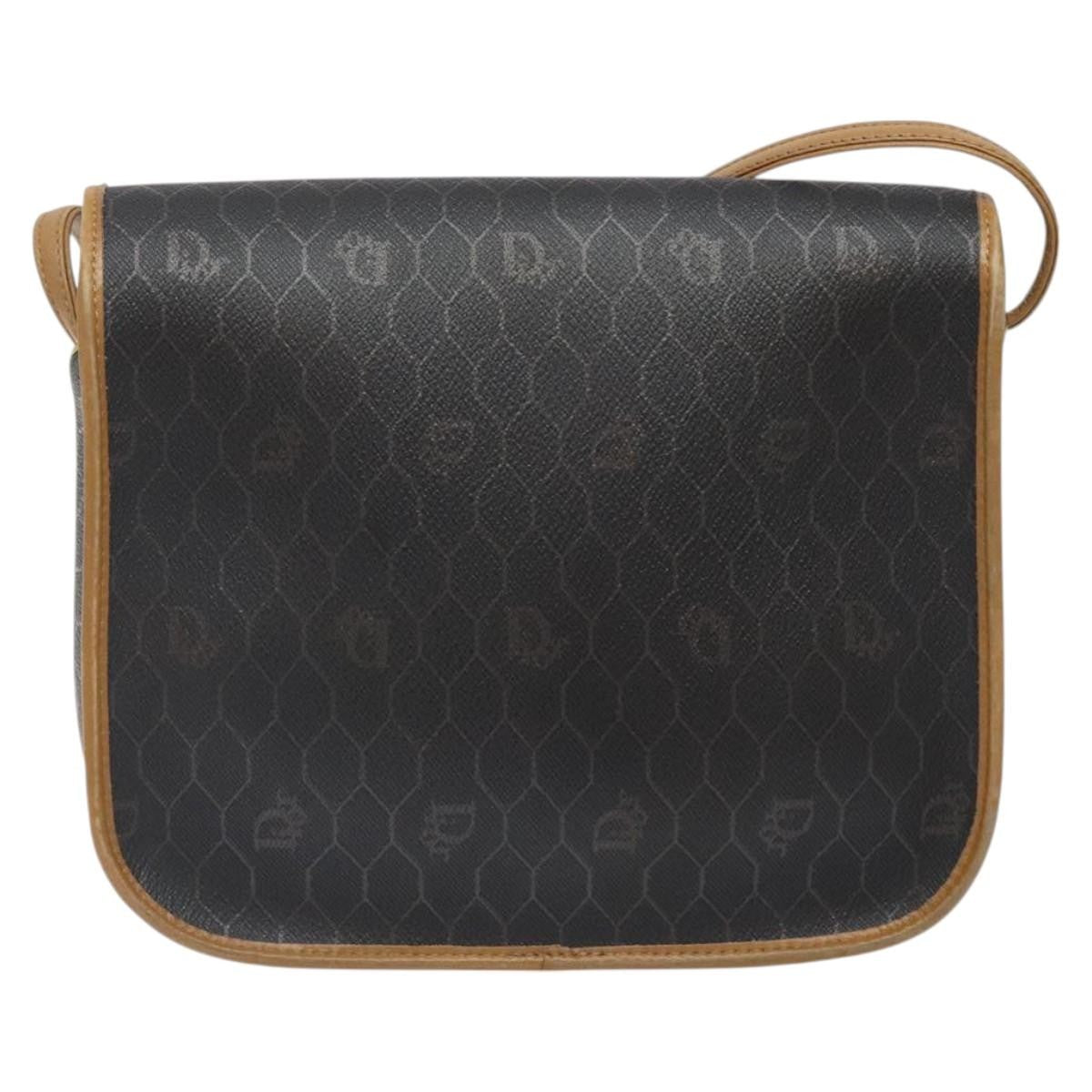 Christian Dior Vintage Honeycomb Flap Crossbody Bag Coated Canvas Gray Canvas Bag ()