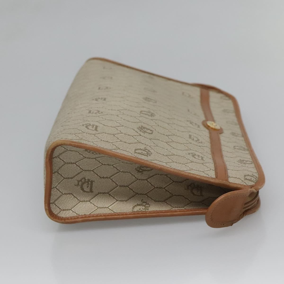 Christian Dior Vintage Honeycomb Zip Pouch Coated Canvas Beige Pvc Clutche & Pouche Bag ()