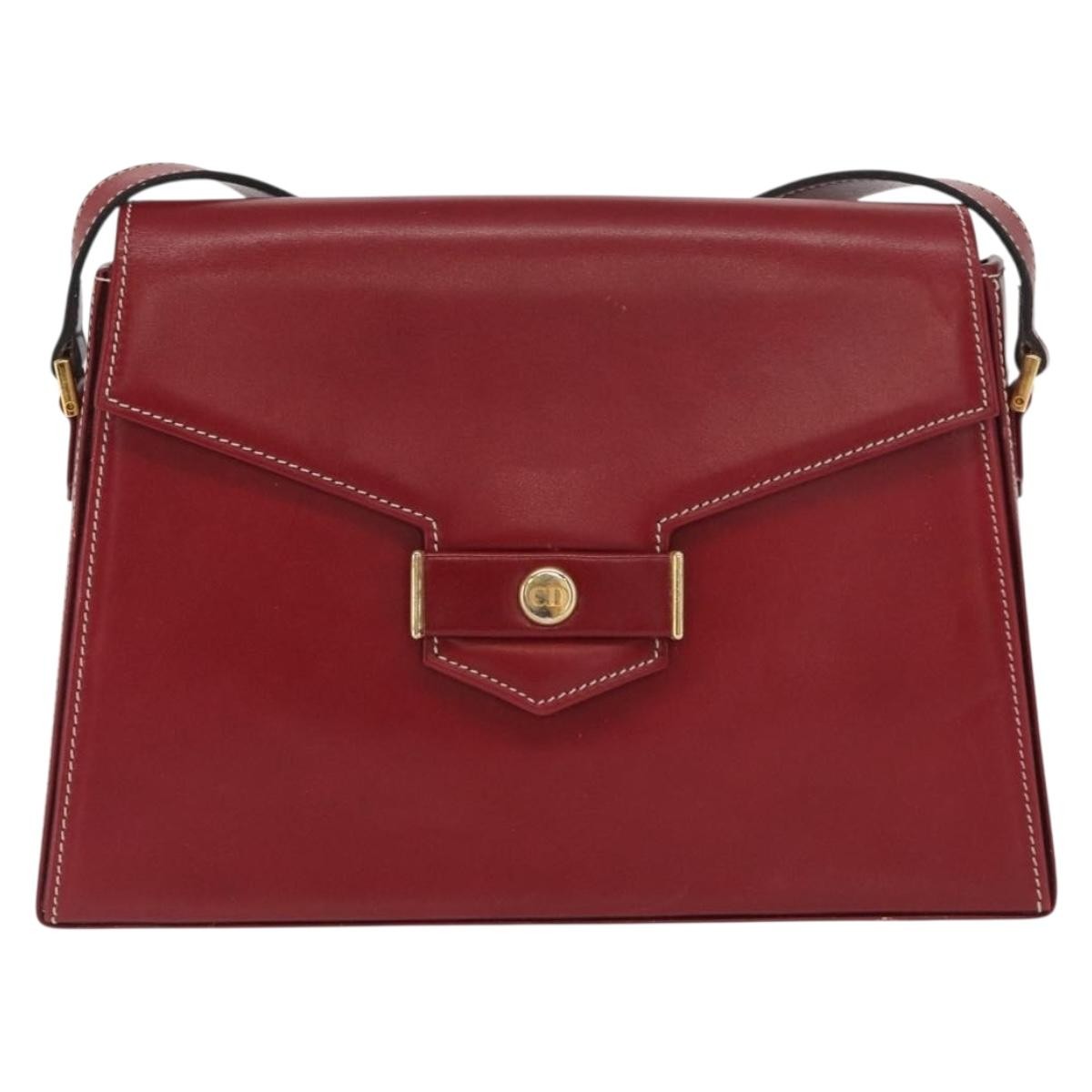 Christian Dior Vintage Cd Logo Shoulder Bag Leather Red Leather Shoulder Bag Bag ()