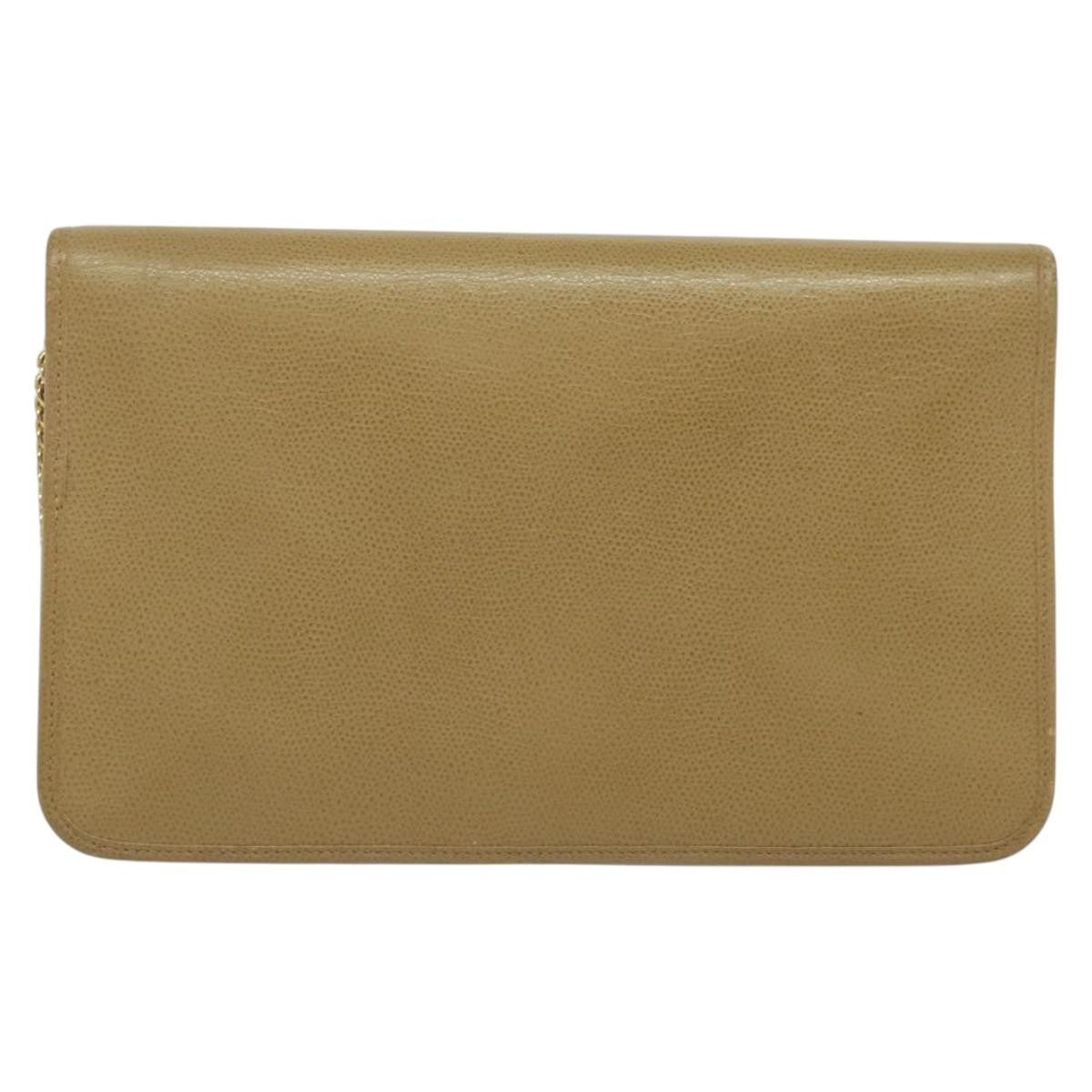 Christian Dior Vintage Chain Flap Shoulder Bag Leather Beige Leather Shoulder Bag Bag ()