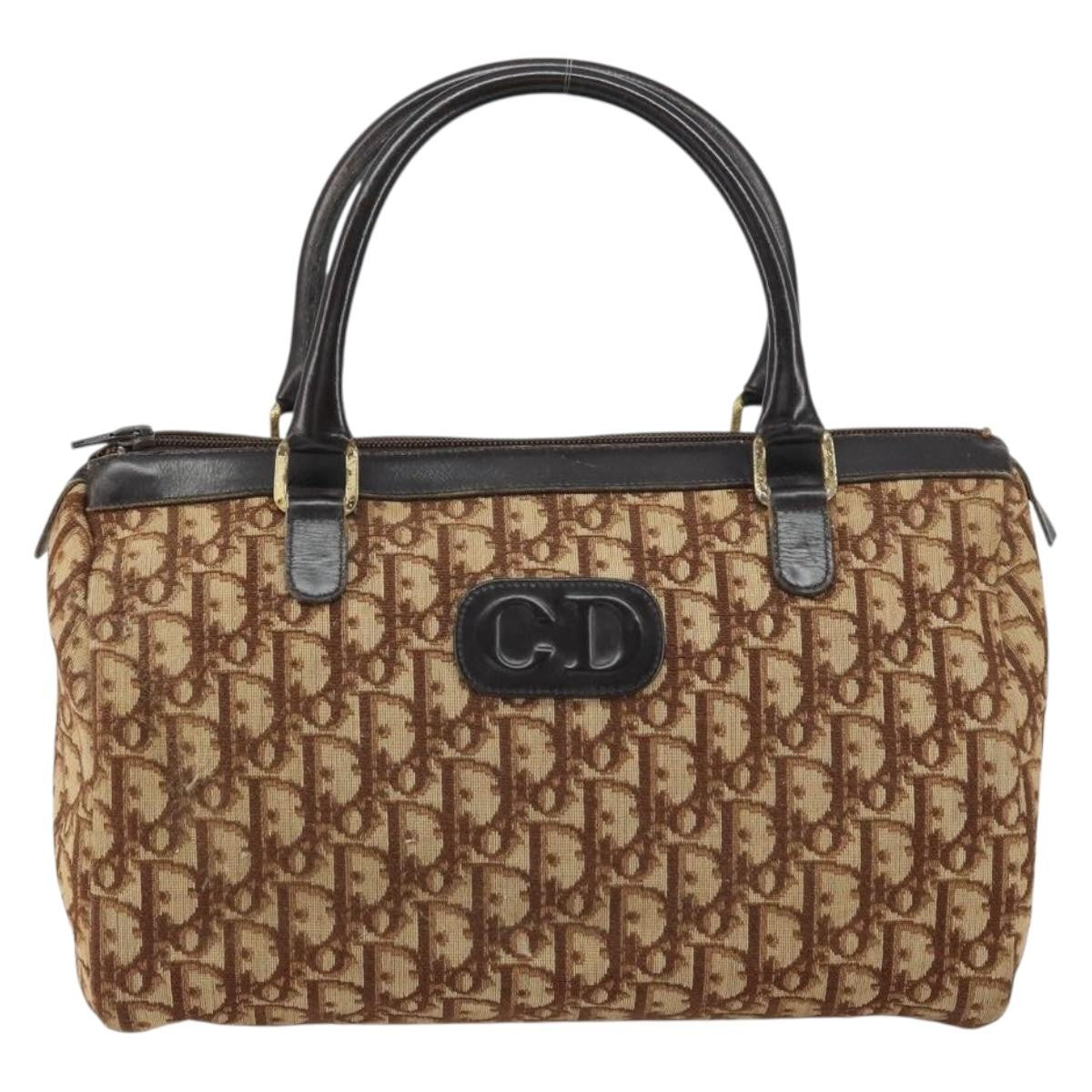Christian Dior Vintage Cd Trotter Handbag Canvas Brown Canvas Handbag ()