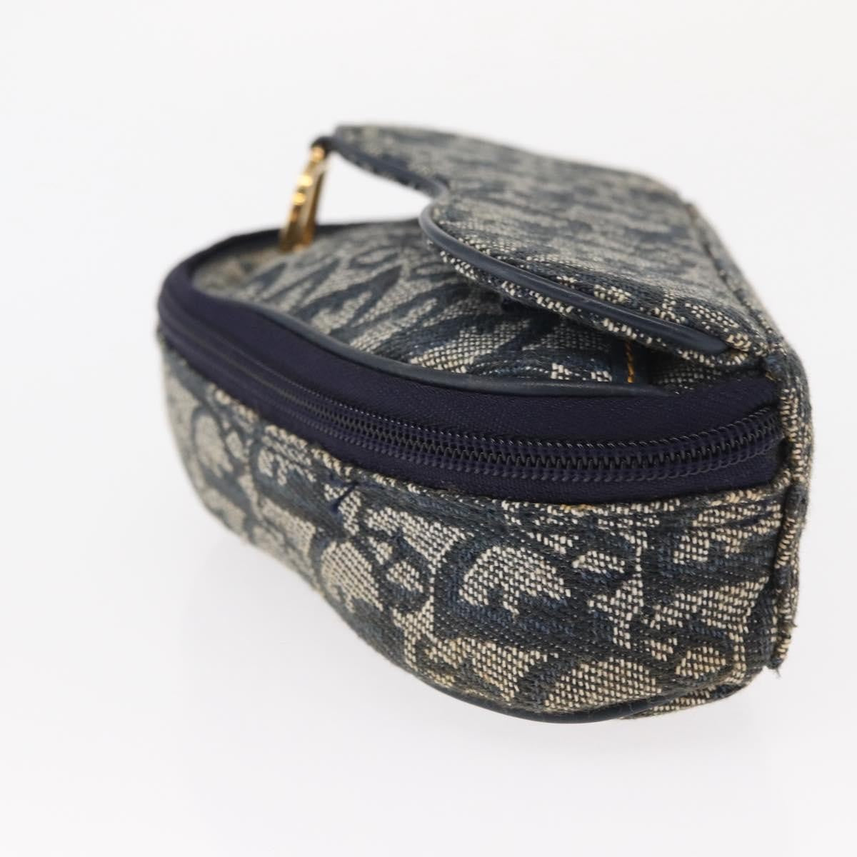Christian Dior Saddle Zip Pouch Diorissimo Canvas Navy Canvas Clutche & Pouche Bag ()
