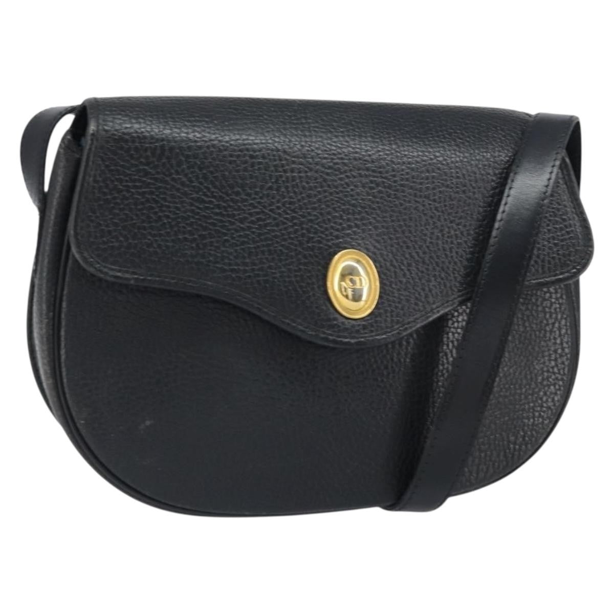 Christian Dior Vintage Cd Logo Shoulder Bag Leather Black Leather Shoulder Bag Bag ()