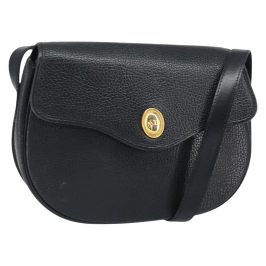 Christian Dior Vintage Cd Logo Shoulder Bag Leather Black Leather Shoulder Bag Bag ()
