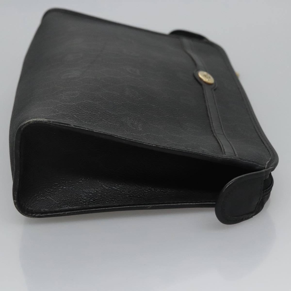Christian Dior Vintage Honeycomb Zip Pouch Coated Canvas Black Canvas Clutche & Pouche Bag ()