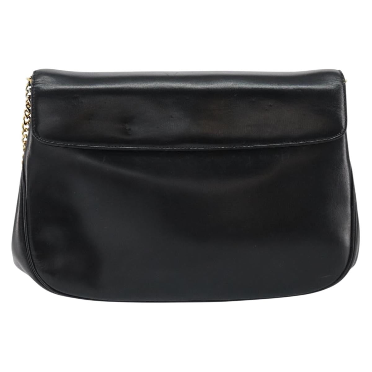 Christian Dior Vintage Chain Flap Shoulder Bag Leather Black Leather Shoulder Bag Bag ()