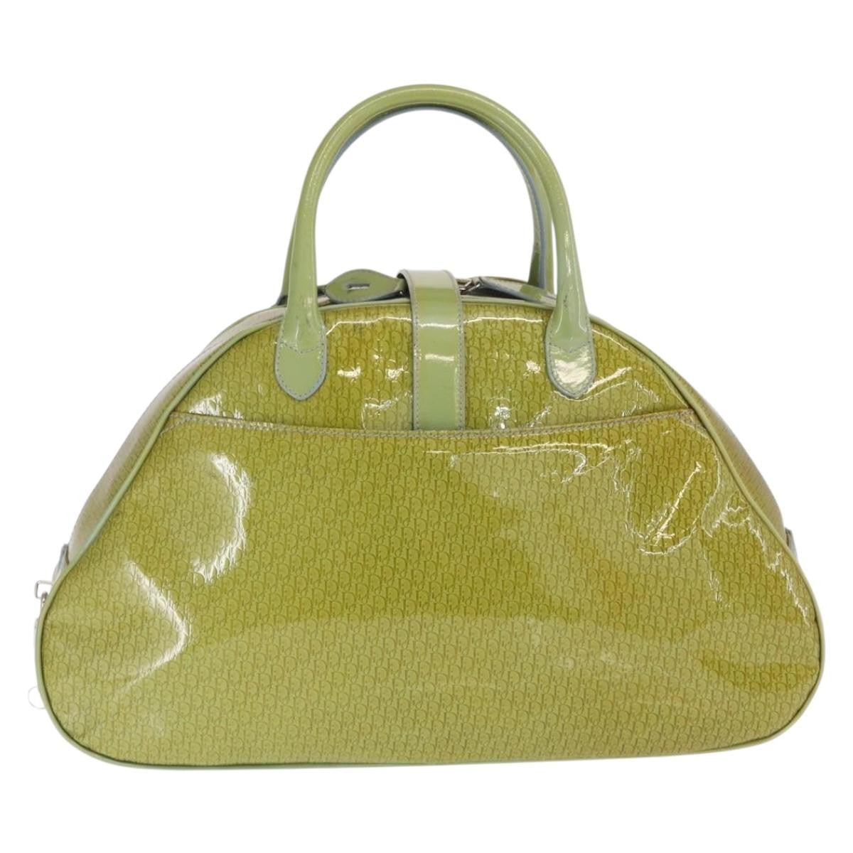 Christian Dior Vintage Saddle Bowler Bag Patent Leather Green Patent_Leather Handbag ()