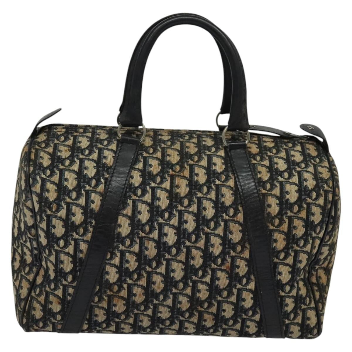 Christian Dior Vintage Trotter Boston Bag Diorissimo Canvas Navy Canvas Handbag ()
