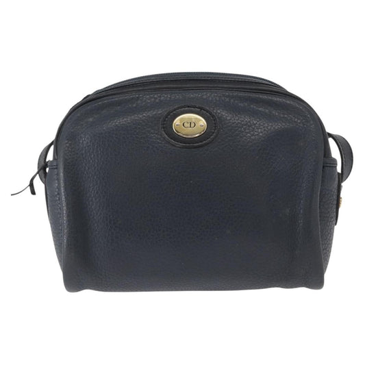 Christian Dior Vintage Cd Logo Shoulder Bag Leather Navy Leather Shoulder Bag Bag ()
