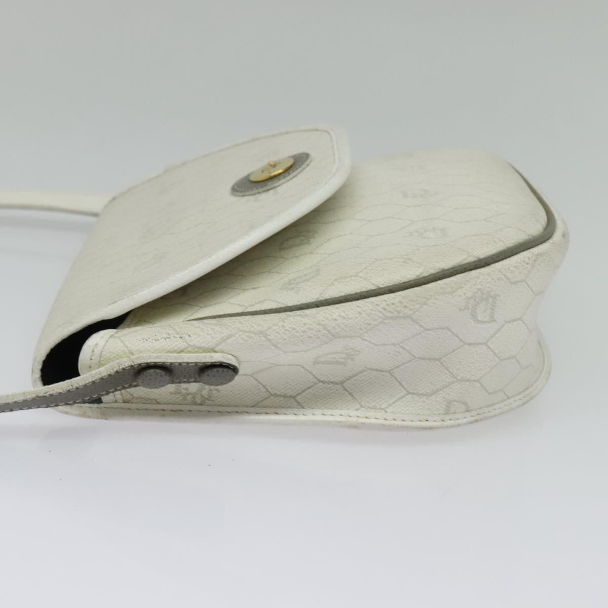 Christian Dior Vintage Honeycomb Flap Crossbody Bag Coated Canvas White Canvas Bag ()