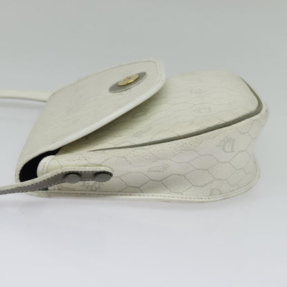 Christian Dior Vintage Honeycomb Flap Crossbody Bag Coated Canvas White Canvas Bag ()