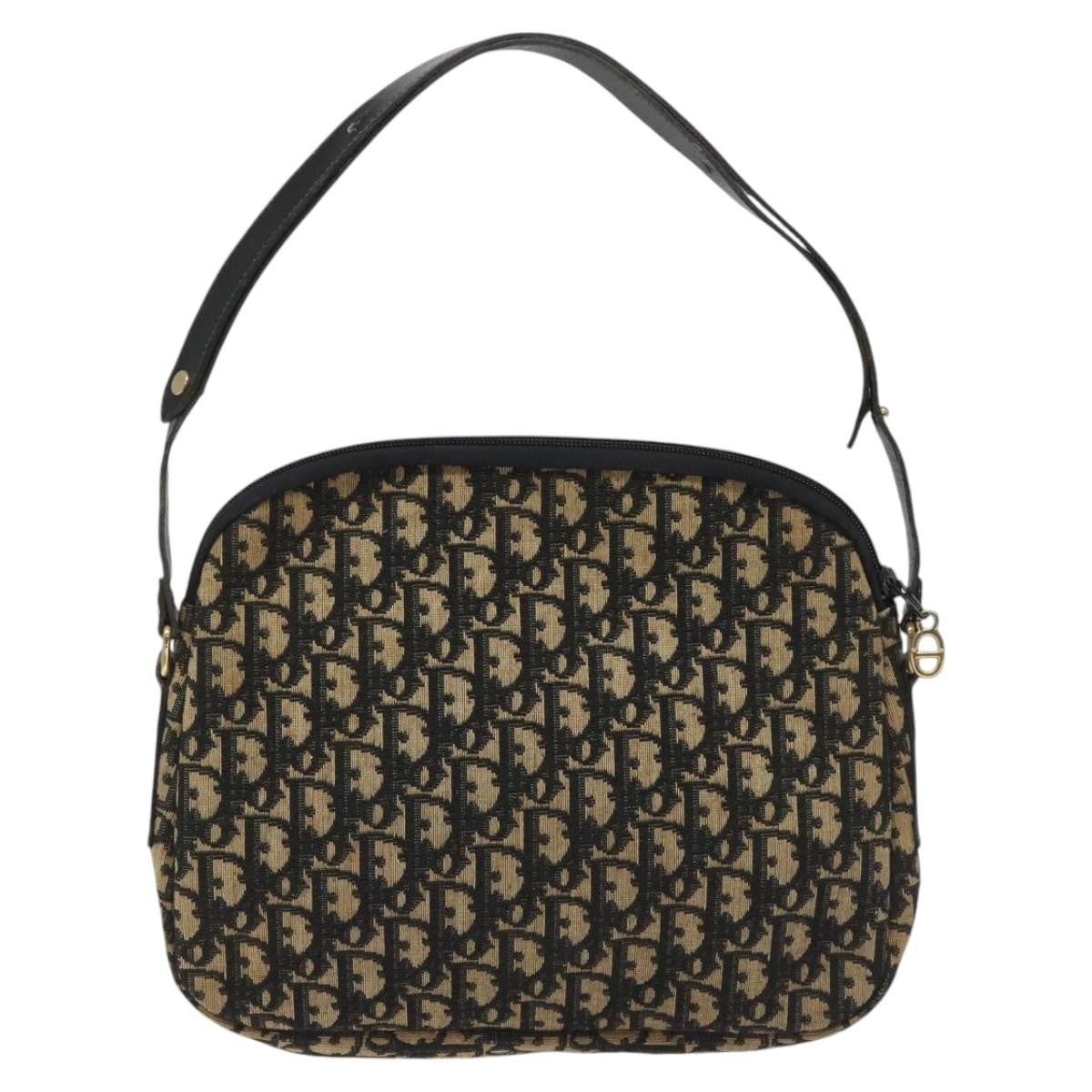 Christian Dior Vintage Trotter Shoulder Bag Canvas Black Canvas Bag ()
