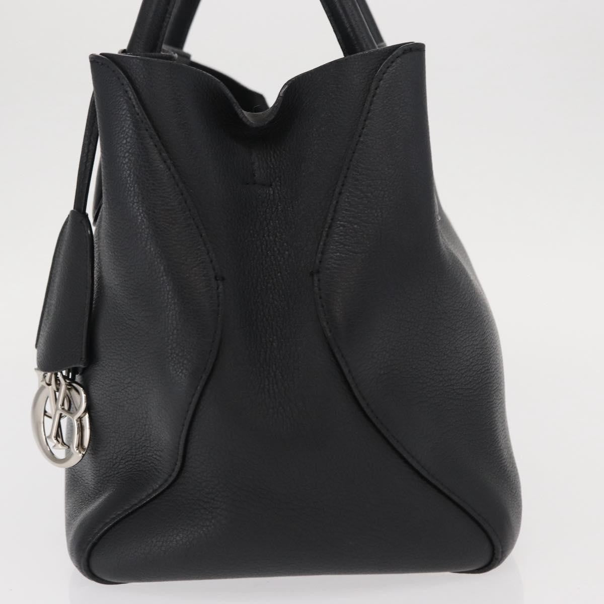 Christian Dior Open Bar Bag Leather Black Leather Handbag ()