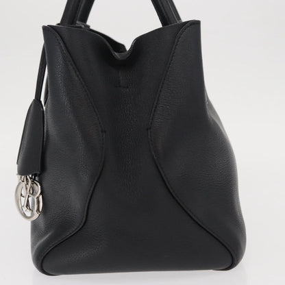 Christian Dior Open Bar Bag Leather Black Leather Handbag ()