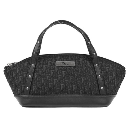 Christian Dior Street Chic Handbag Diorissimo Canvas With Leather Black Canvas Handbag ()