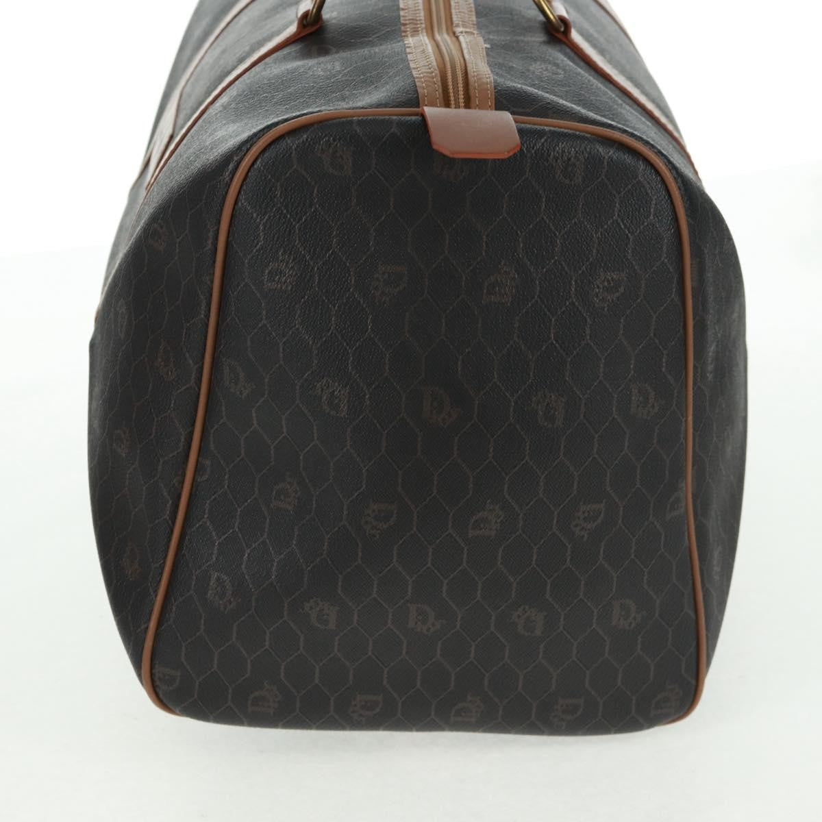 Christian Dior Vintage Honeycomb Boston Bag Canvas And Leather Black Pvc Travel Bag Bag ()